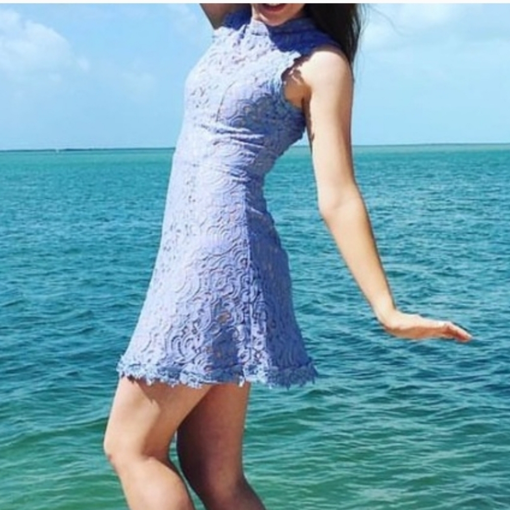 Francesca's Collections Periwinkle Lace Overlay Dress Size Small